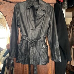 Vintage Leather Black Button-Up Jacket